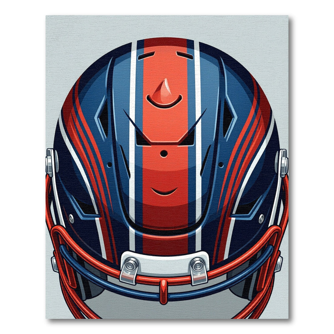 Navy and Red Football Helmet Graphic Rug