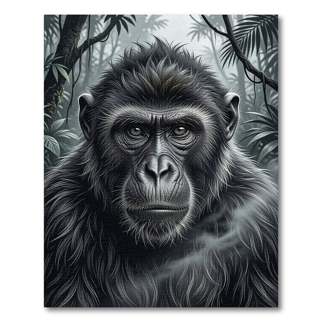 Monochromatic Primate Jungle Portrait Rug