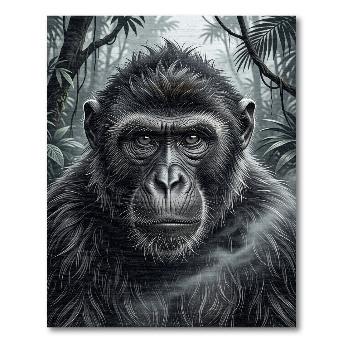 Monochromatic Primate Jungle Portrait Rug