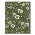 Vintage Olive Green Botanical Daisy Field Rug