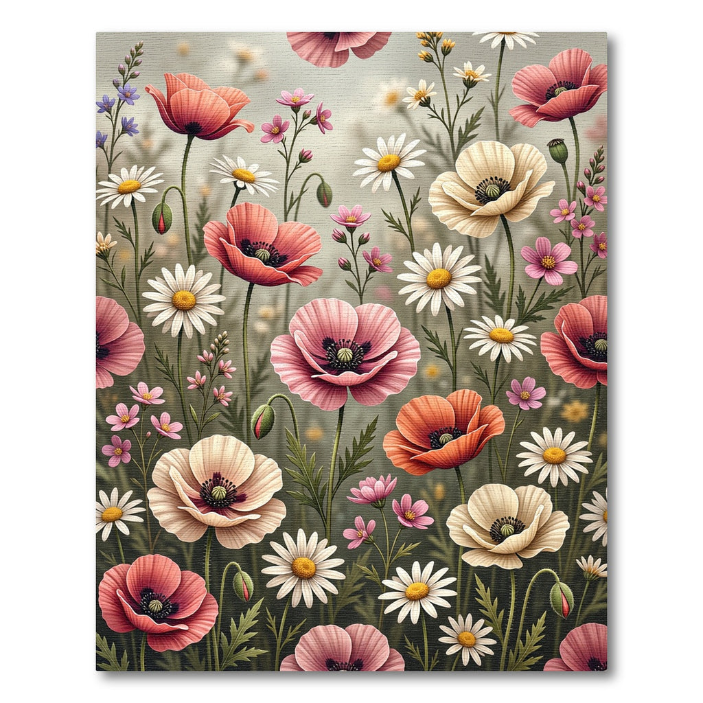 Coral Orange Pink Poppy Garden Rug