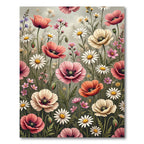 Coral Orange Pink Poppy Garden Rug
