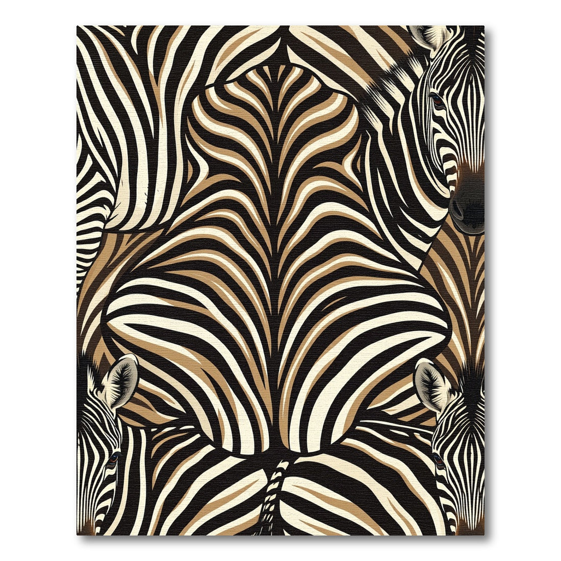 Abstract Tan and Black Zebra Stripe Rug