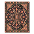 Deep Black Floral Lotus Medallion Rug