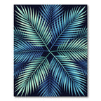Cool Blue Palm Frond Collage Rug