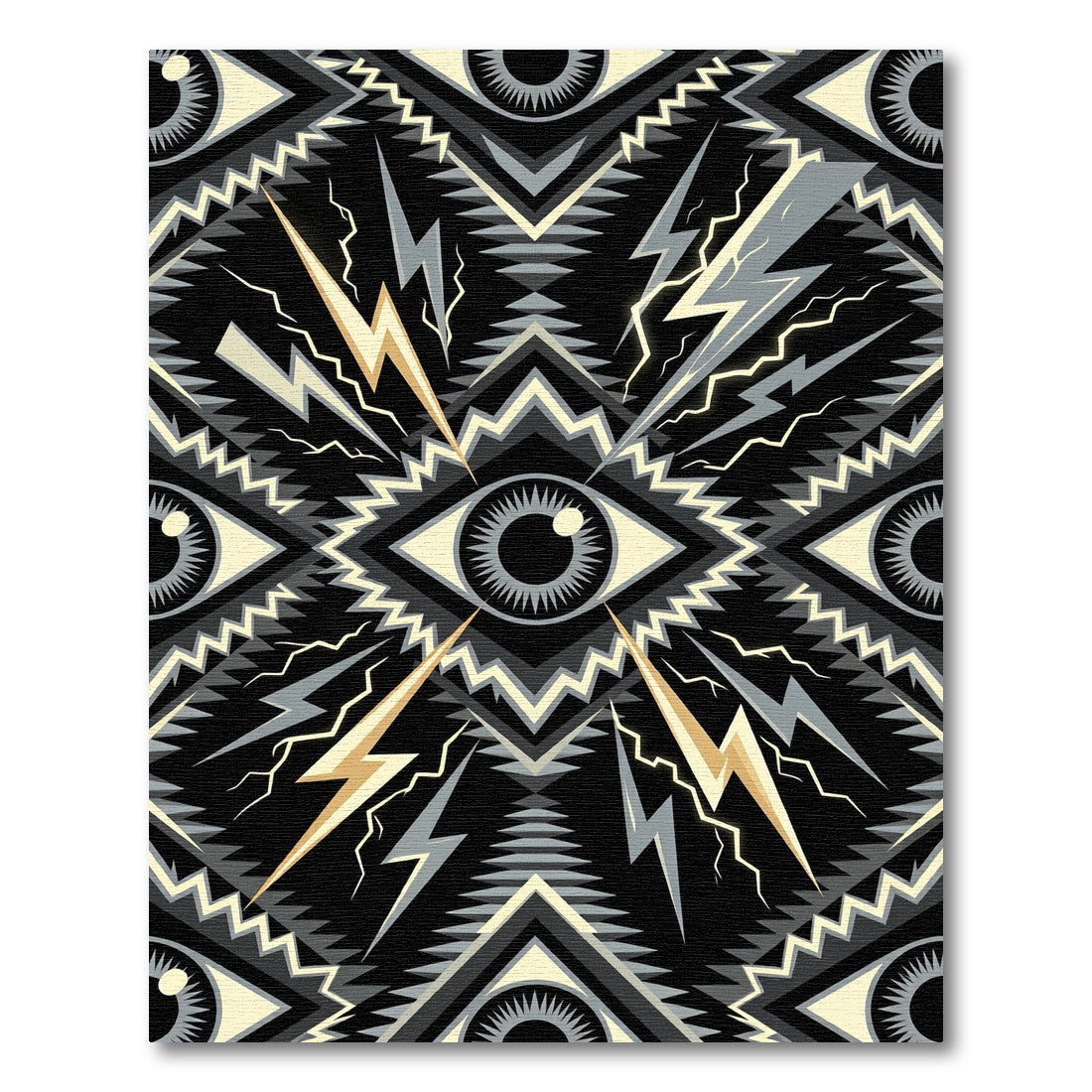 Mystic Electric Eye Geometric Lightning Art Rug