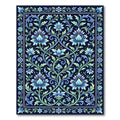 Intricate Azure Floral Scrolling Botanical Rug