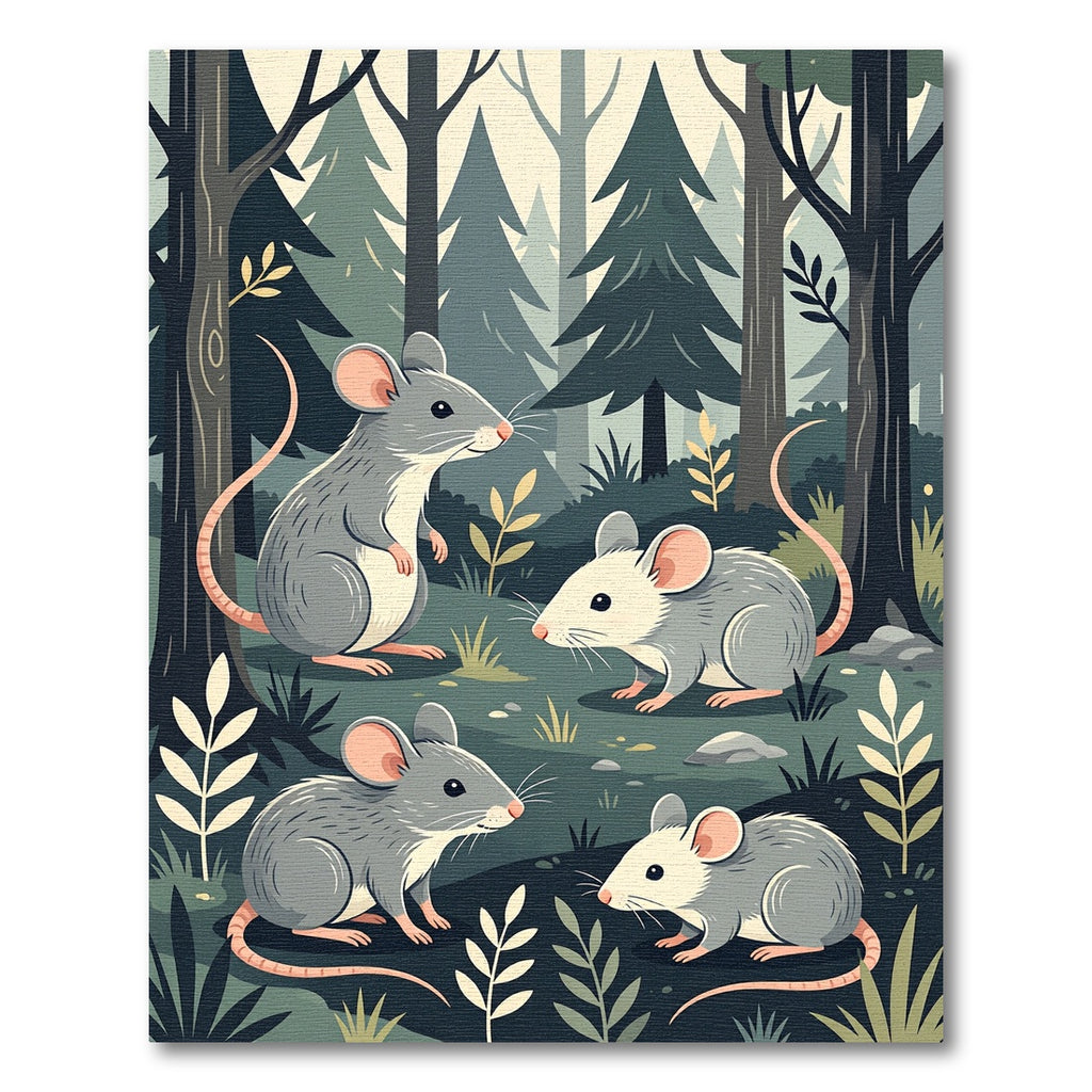 Whimsical Forest Mouse Woodland Scene Rug