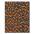 Orange Damask Floral Gold Scroll Rug