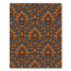Orange Damask Floral Gold Scroll Rug