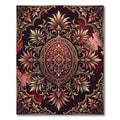Ornate Crimson Damask Gold Medallion Rug