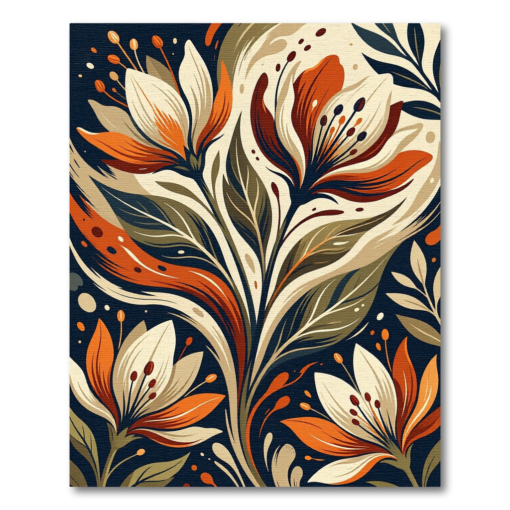 Art Nouveau Burnt Orange Floral Meadow Rug
