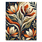 Art Nouveau Burnt Orange Floral Meadow Rug
