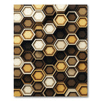 Golden Earth Tone Geometric Hexagon Rug