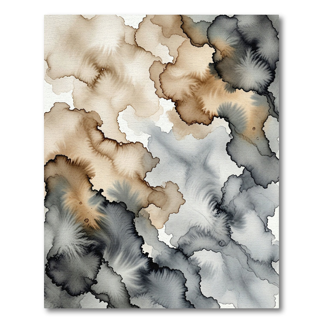 Abstract Earth Tone Ink Wash Rug