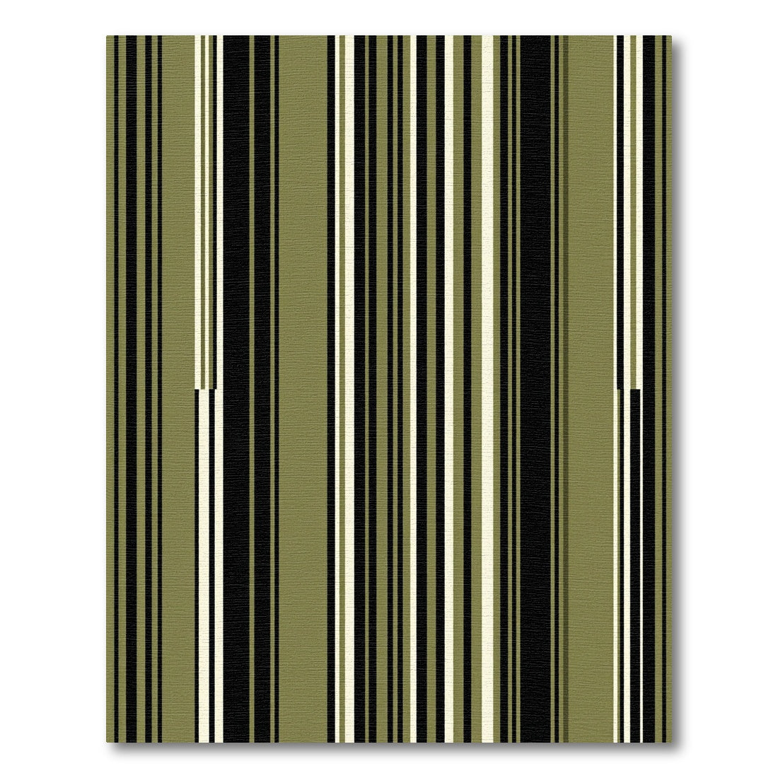 Modern Olive and Black Vertical Stripe Rug