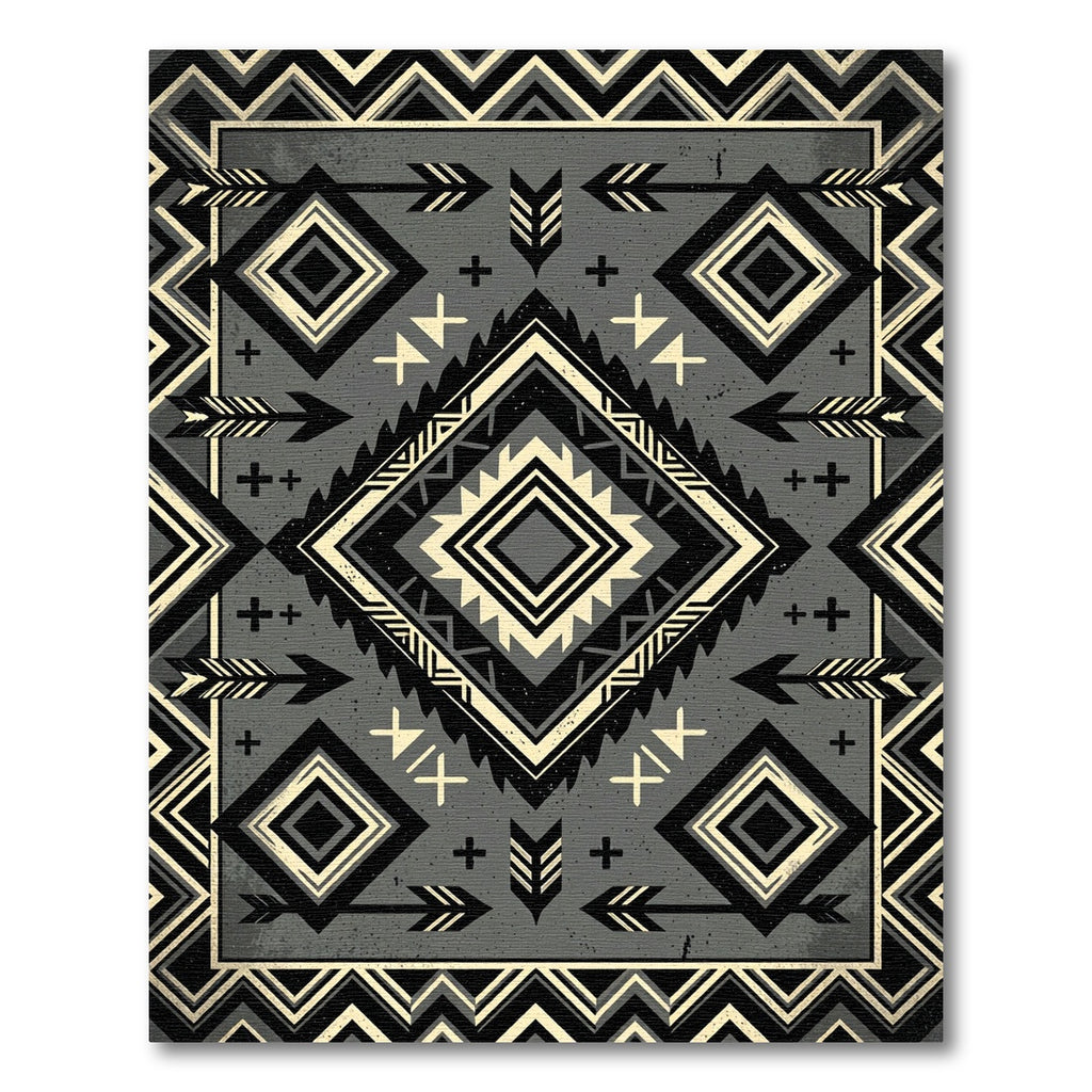 Monochrome Geometric Arrow Diamond Rug