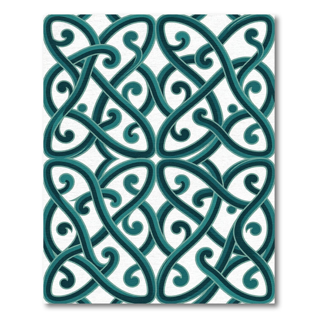 Teal Celtic Interlocking Knotwork Scroll Rug