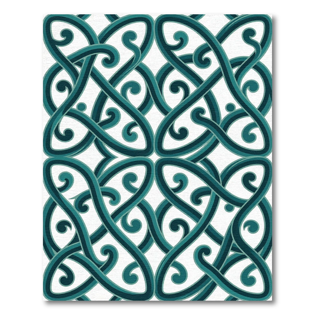 Teal Celtic Interlocking Knotwork Scroll Rug