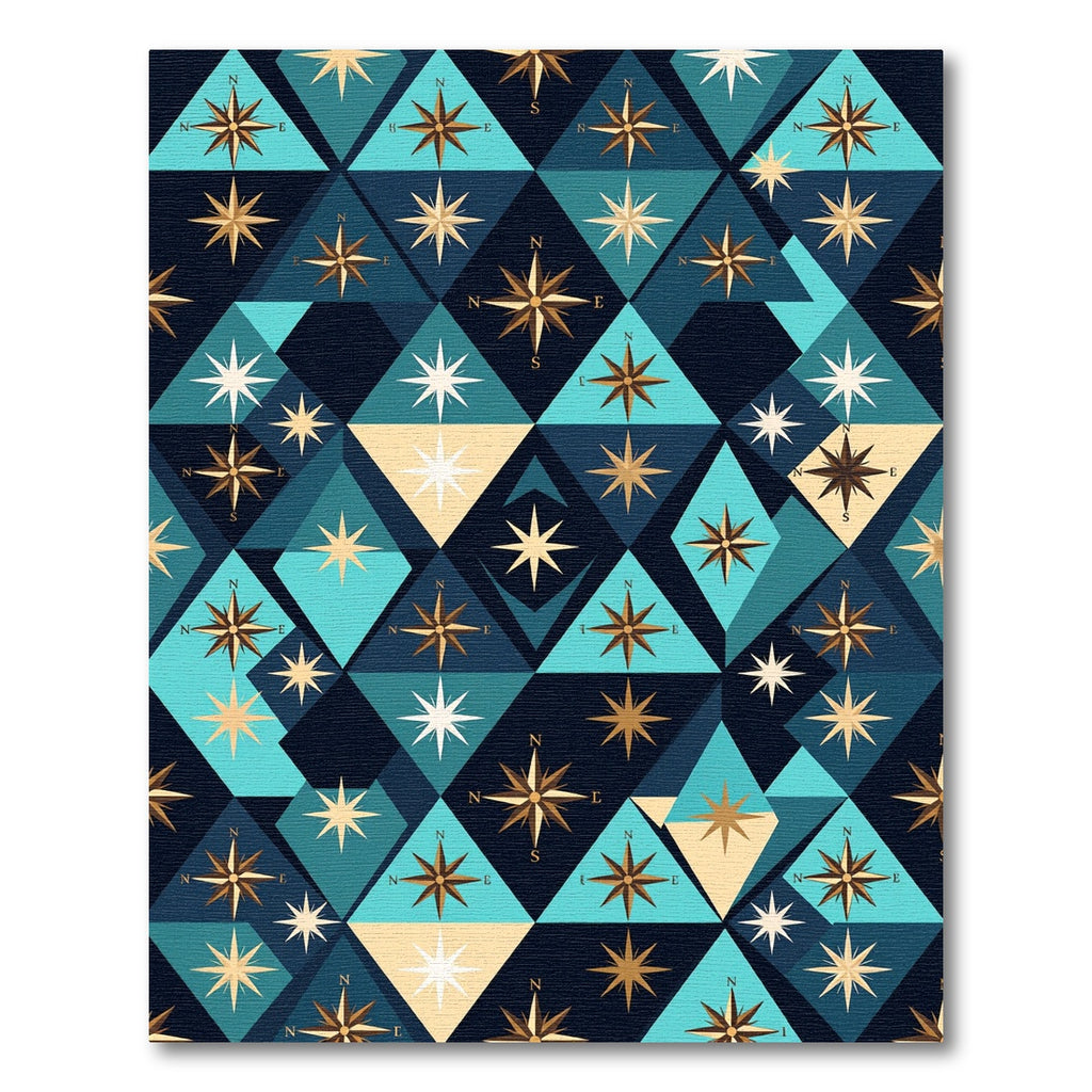 Navigational Geometric Compass Rose Medallion Rug