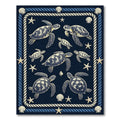 Navy Nautical Sea Turtle Rope Border Rug