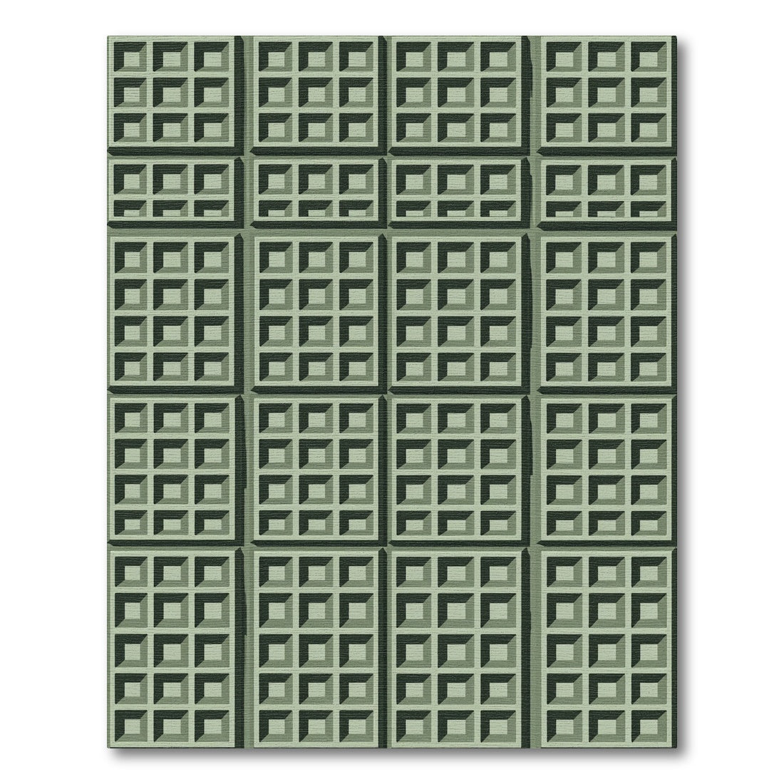 Sage Green Grid Geometric Box Rug