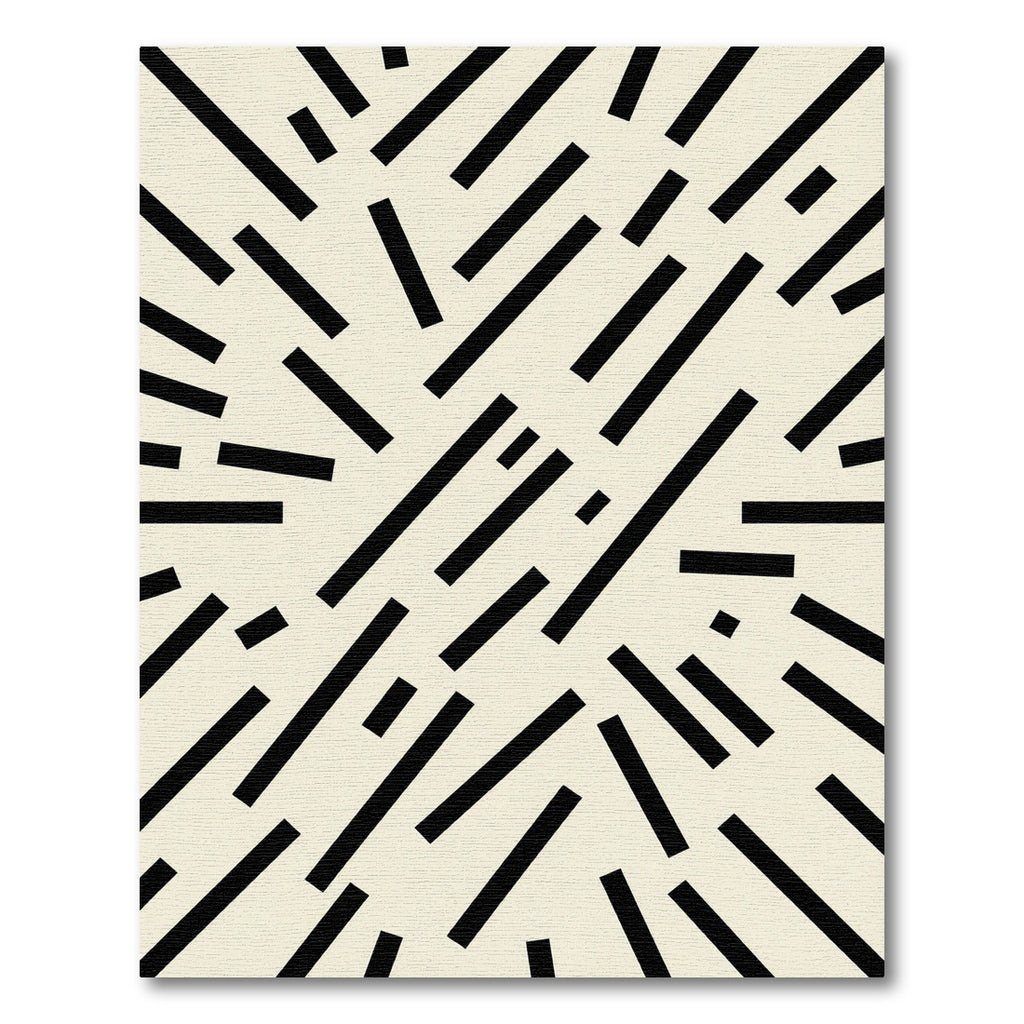 Minimalist Black and Cream Abstract Dash Rug