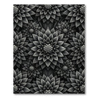 Monochrome Black Floral Dahlia Bloom Rug