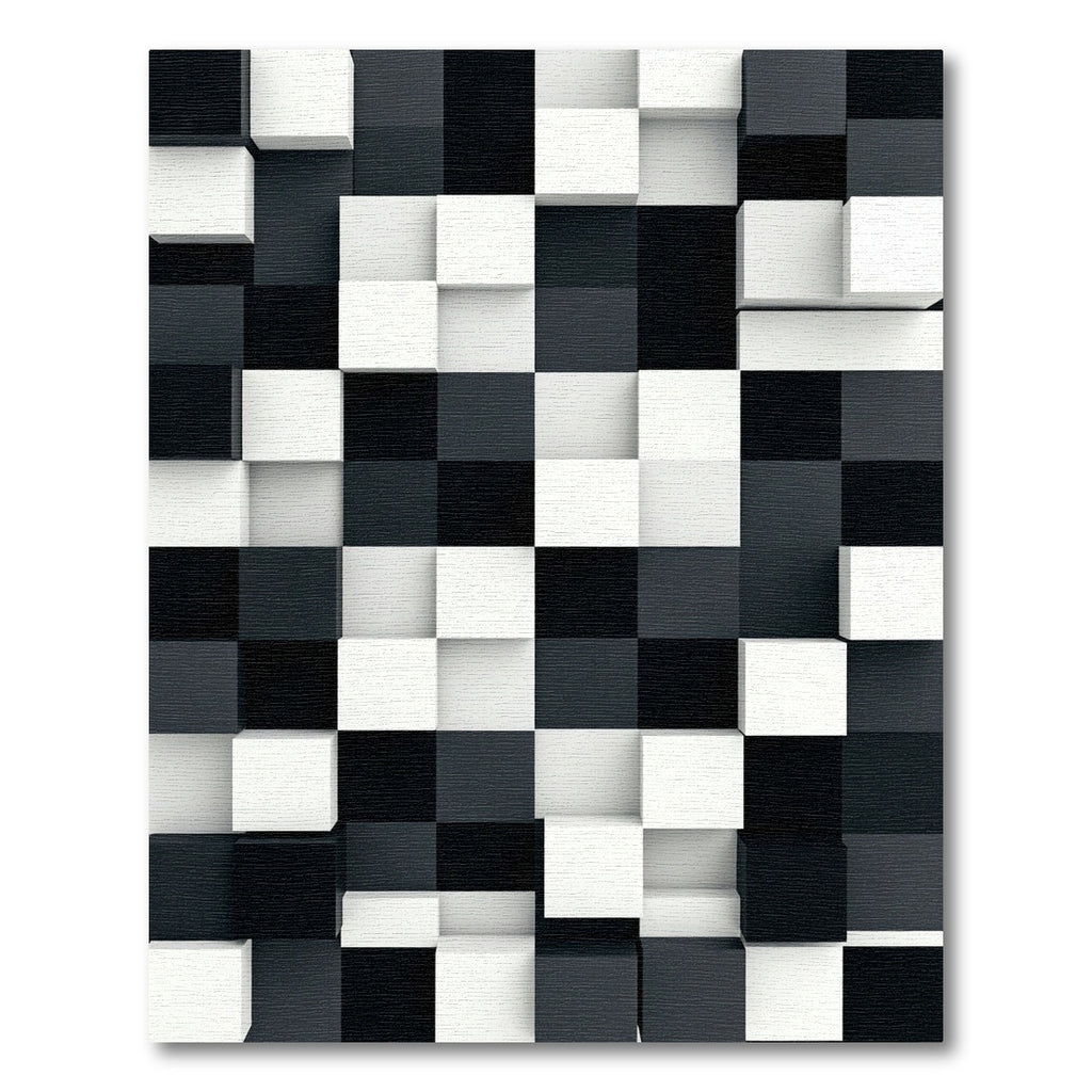 Monochrome 3D Cube Shadow Play Rug