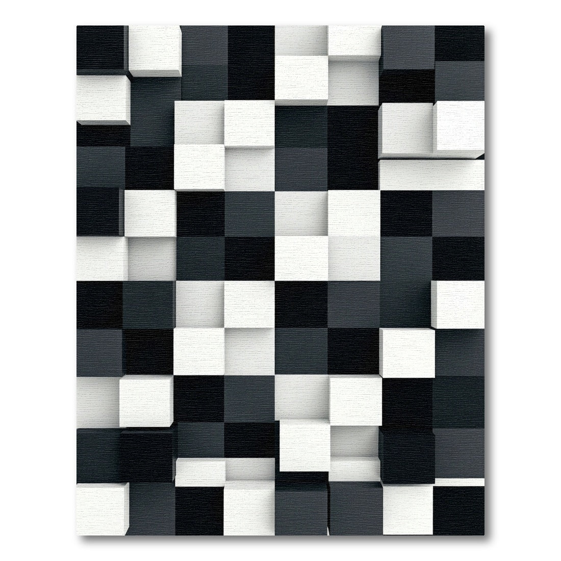 Monochrome 3D Cube Shadow Play Rug