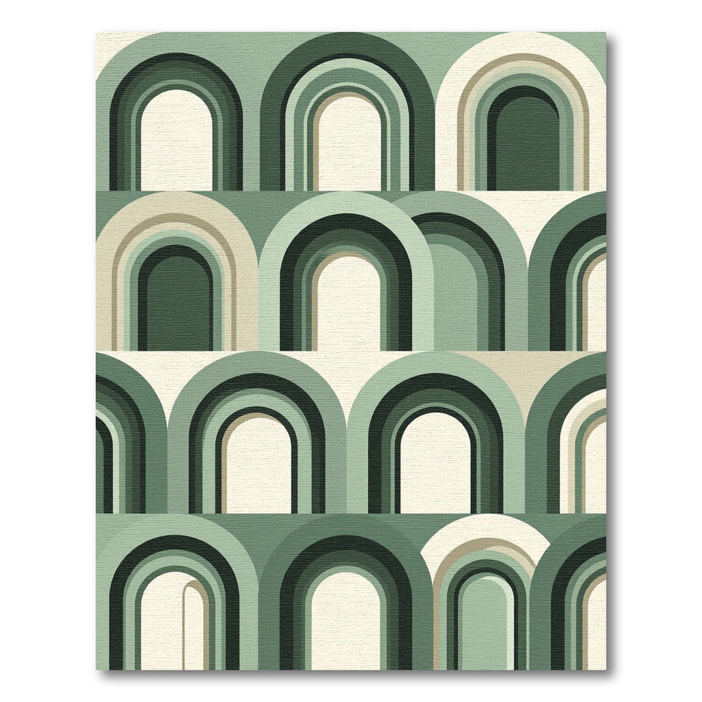 Retro Archway Green Gradient Rug
