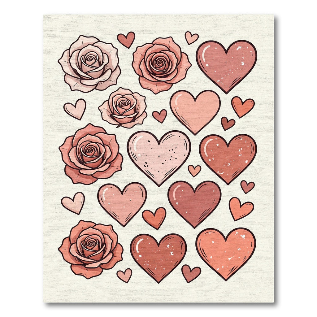 Blush Rose And Heart Sticker Sheet Rug