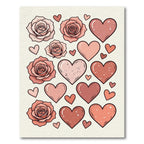 Blush Rose And Heart Sticker Sheet Rug