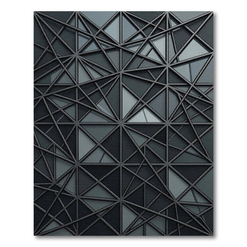 Modern Charcoal Geometric Intersecting Lattice Rug