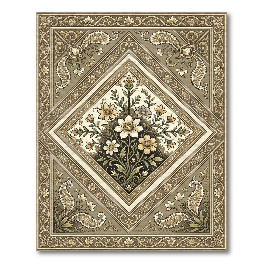 Antique Floral Paisley Medallion Rug