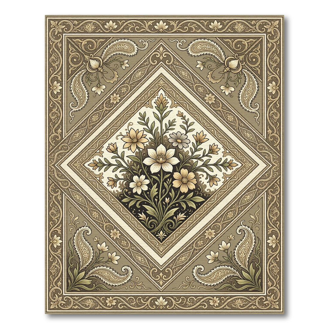 Antique Floral Paisley Medallion Rug