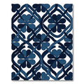 Indigo Clover Interlocking Geometric Lattice Rug