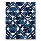 Indigo Clover Interlocking Geometric Lattice Rug