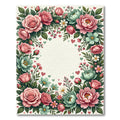 Pink Coral Green Floral Heart Border Rug