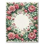 Pink Coral Green Floral Heart Border Rug
