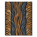 Golden Amber Charcoal Wavy Striped Art Rug