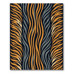 Golden Amber Charcoal Wavy Striped Art Rug