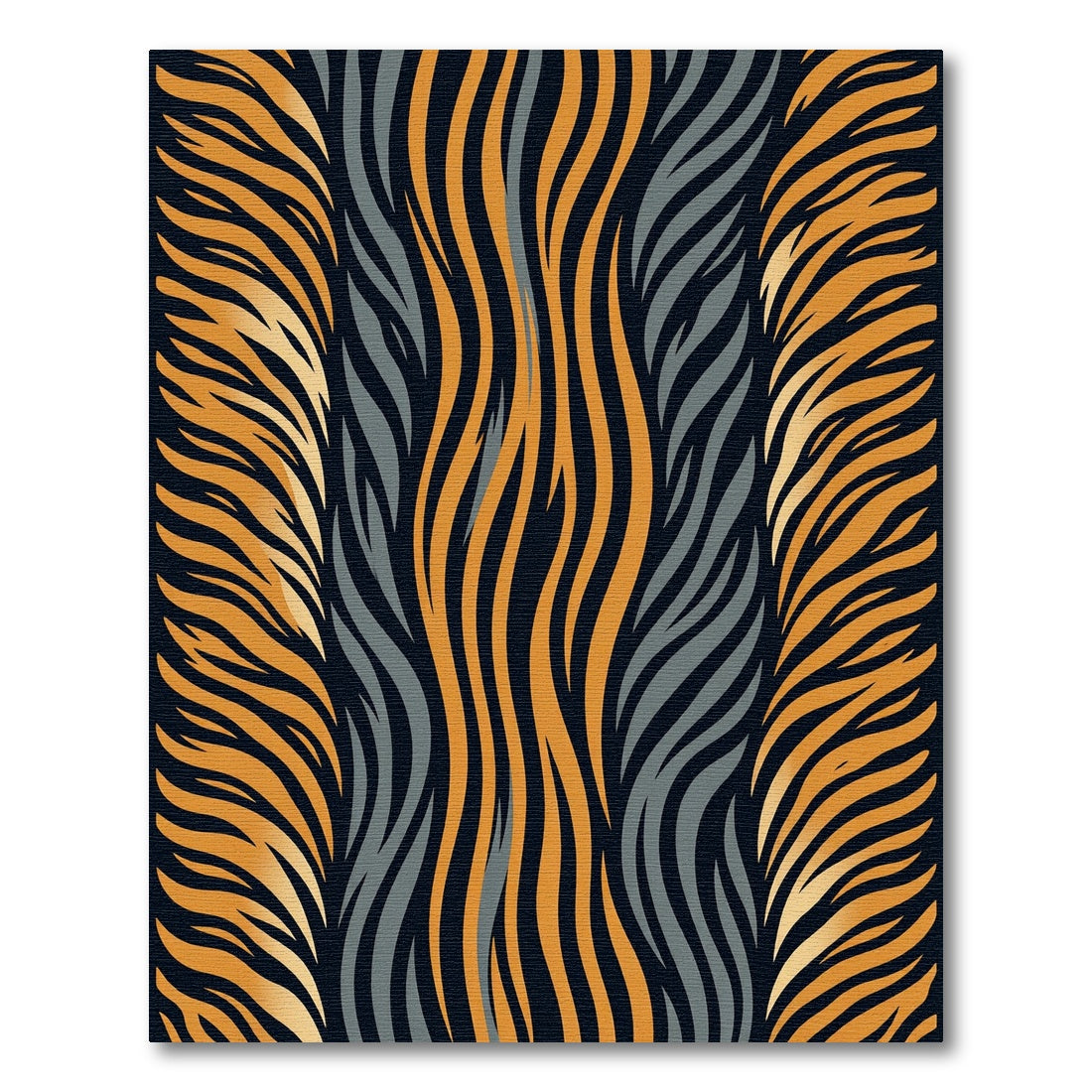 Golden Amber Charcoal Wavy Striped Art Rug