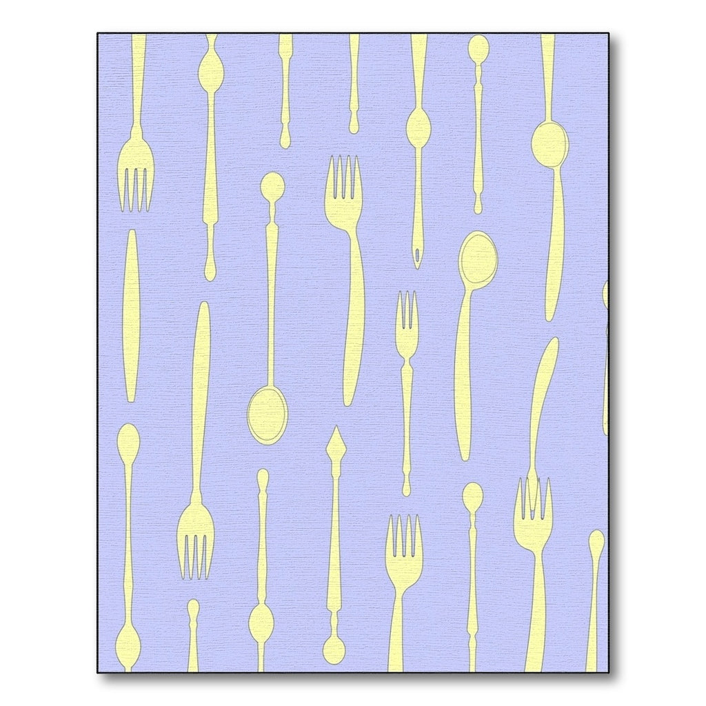Yellow Cutlery Scattered Lavender Background Rug