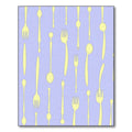 Yellow Cutlery Scattered Lavender Background Rug
