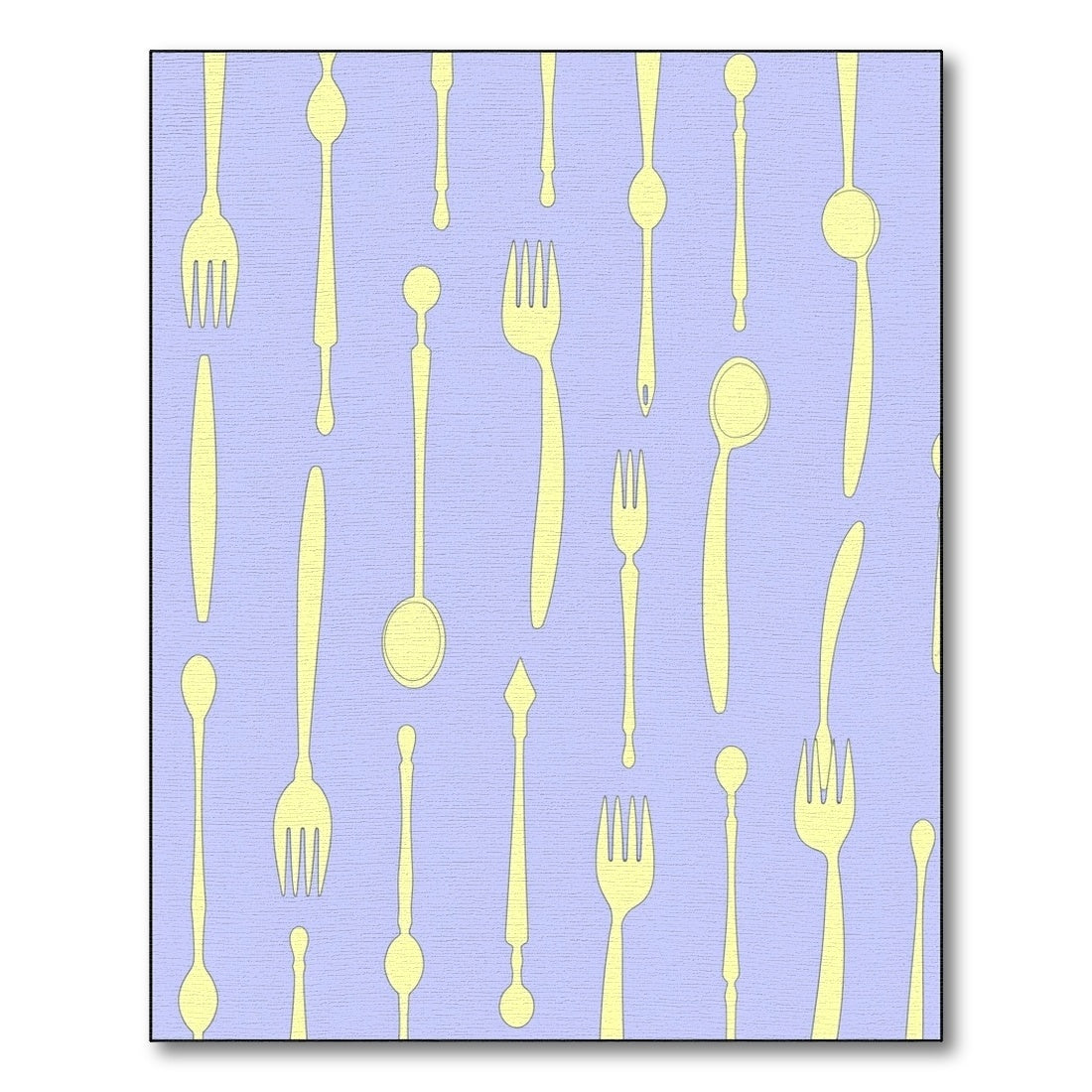 Yellow Cutlery Scattered Lavender Background Rug