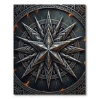 Metallic Starburst Geometric Aged Slate Rug