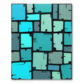 Teal Geometric Abstract Block Mosaic Rug