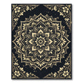 Ornate Gold Floral Mandala Ebony Backdrop Rug