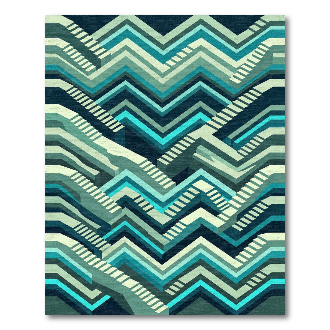 Cool Geometric Zigzag Steps Rug